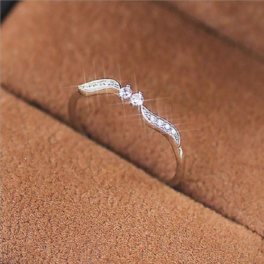 9166 925 Silver Willow Leaf Binary Star Diamond Ring Wedding Engegament